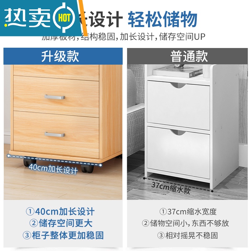 敬平文件柜办公室小柜子木质带锁抽屉柜移动收纳柜带轮桌下矮柜储物柜高清大图