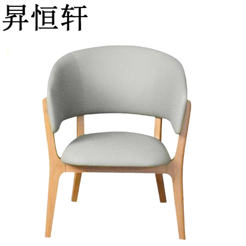 昇恒轩 单人沙发实木餐椅现代简约带扶手皮椅/个(灰色)高清大图