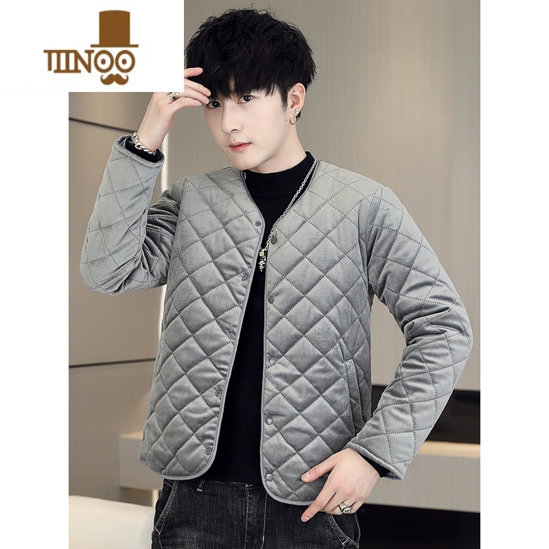 YANXU男士轻薄羽绒棉服内穿冬装大码羔绒内胆棉衣中年加绒加厚小棉袄 银灰新款MG内胆加绒 L85-108斤