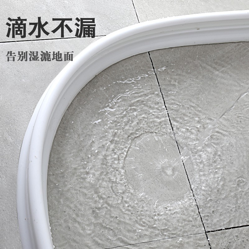 浴室防水布U型浴帘套装免打孔磁性挡水条伸缩浴帘杆U型卫生间隔断 三维工匠高清大图