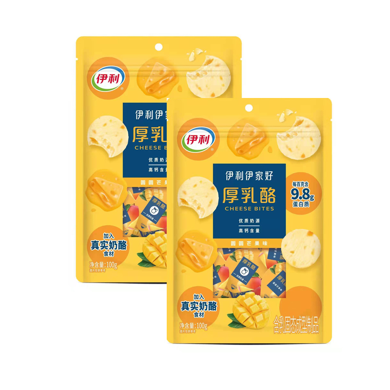 伊利伊家好奶酪厚乳酪圆圆芒果味100g(10袋)