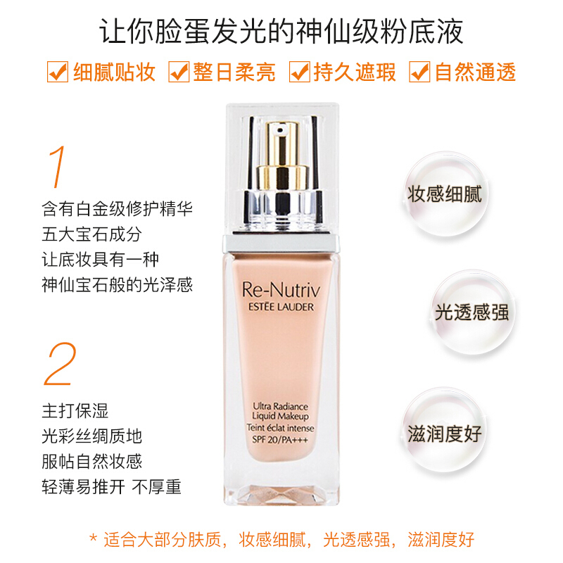 雅诗兰黛(Estee Lauder)白金粉底液30ml 自然服帖遮瑕 雅诗兰黛白金粉底液1C0 适合白皙肤/色高清大图