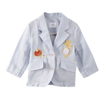 【2件2折价:92】米喜迪mecity童装夏新款女童网红套装裙学生时尚西装洋气 雾蓝 120/60