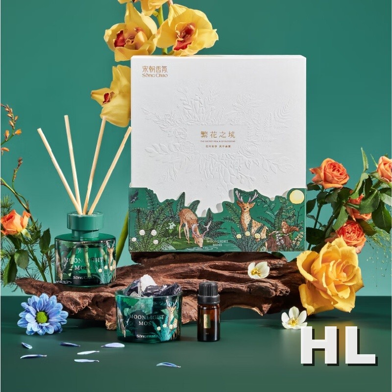宋朝312-SC繁花之境扩香石礼盒系列-1繁花之境香薰+扩香石礼盒-月照青苔高清大图
