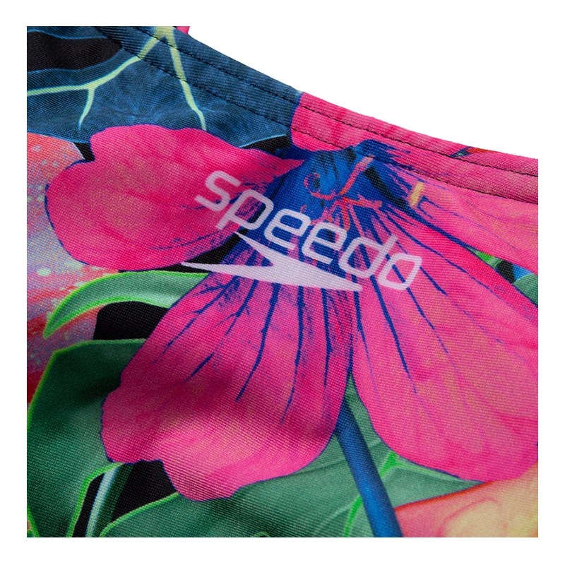 Speedo速比涛泳衣女士新款时尚印花泳衣 U型背连体泳衣