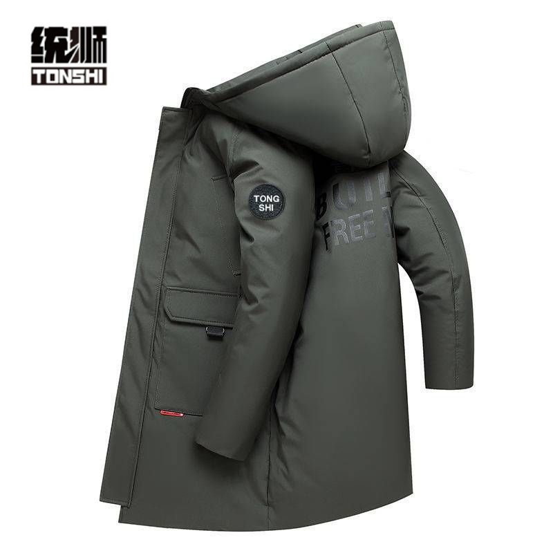 统狮中长款羽绒服男 420-4 件 灰色-无毛领 2XL