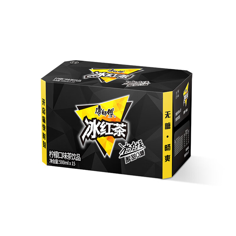 康师傅无糖冰红茶柠檬口味茶饮品500ml15瓶