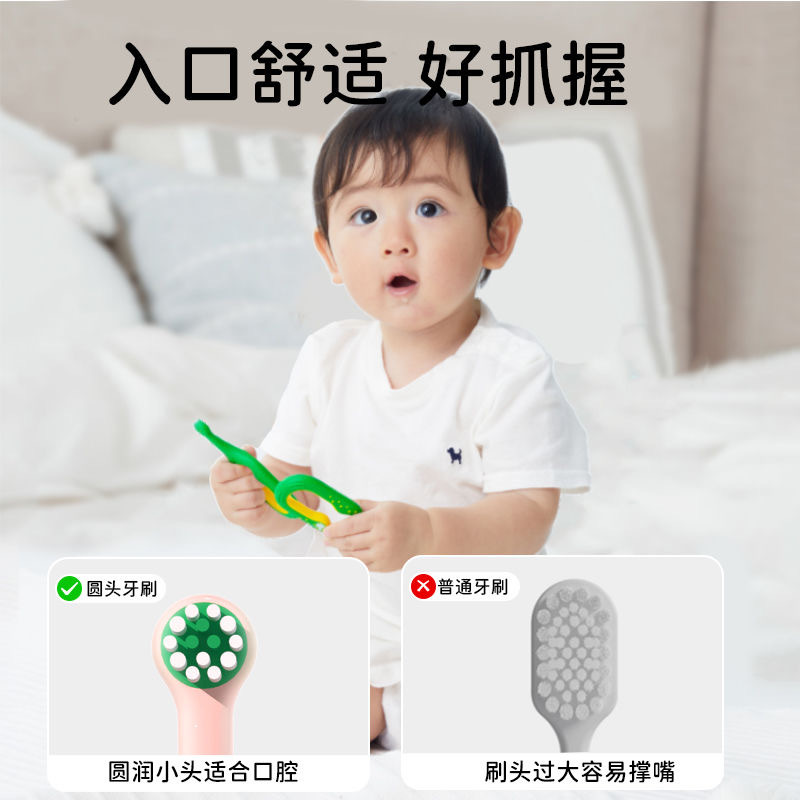 金秋黄单只装儿童牙刷0-3岁宝宝使用小头软毛婴幼儿专用训练牙刷