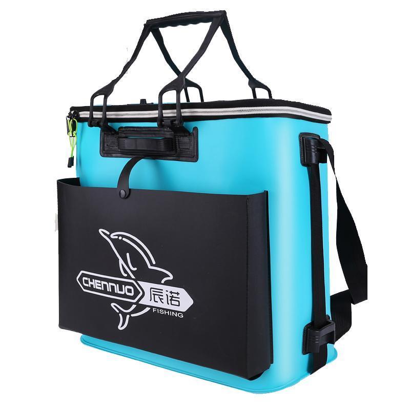 无隔层3个外兜鱼护桶eva加厚桶能活鱼箱装鱼箱折叠防水装鱼桶鱼护箱v3