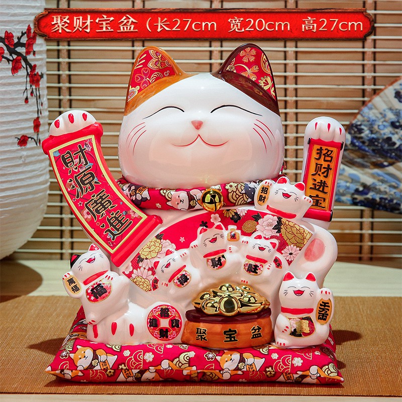 吉满堂 猫摆件开业 店铺礼品收银台家居装饰自动招手电动摇手 三维工匠 【新款】27cm高财源滚滚来_511