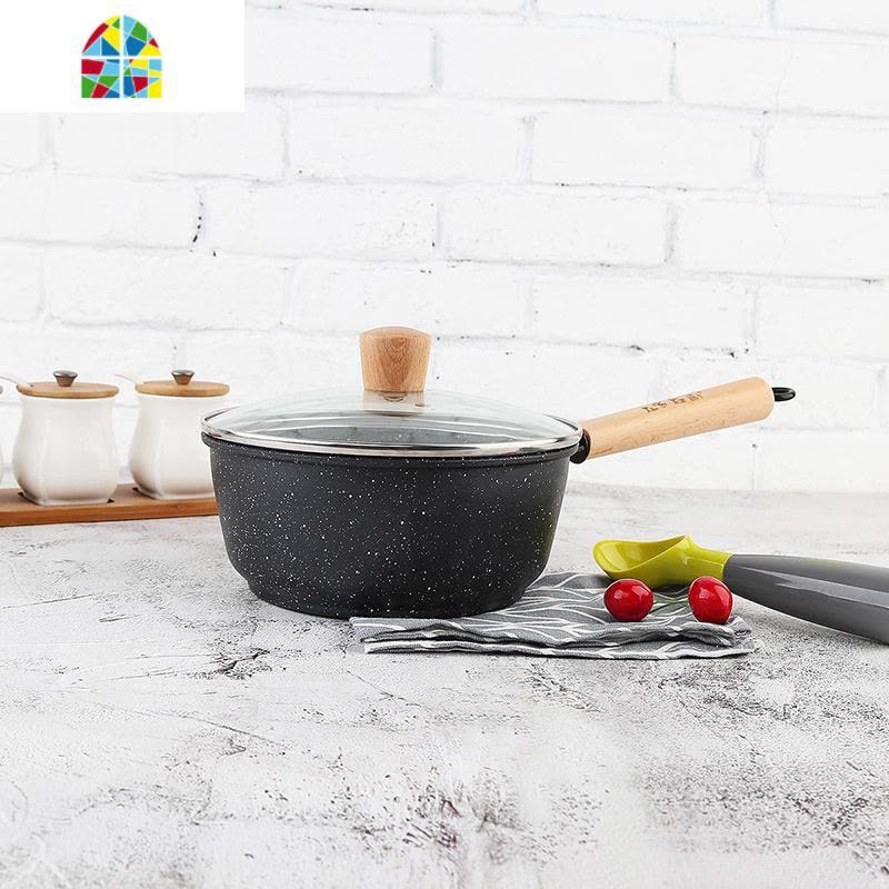 婴儿奶锅复合底宝宝煮奶锅不粘锅加厚热奶锅辅食锅 FENGHOU 20cm银山麦饭石奶锅(复合底)图片