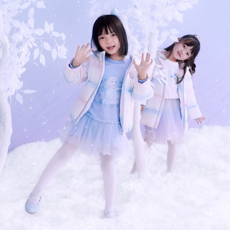 波司登童装羽绒服冬季新款冰雪奇缘爱莎公主女童中长款T10145016D