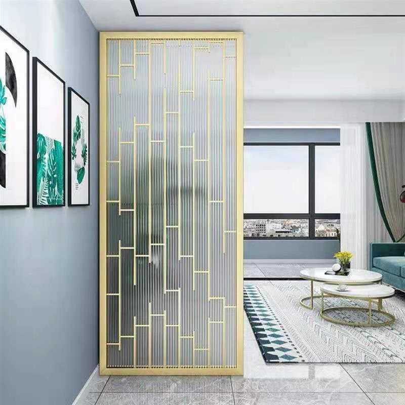 北欧轻奢遮挡铁艺装饰现代简约玻璃屏风隔断客厅进门入户玄关家用