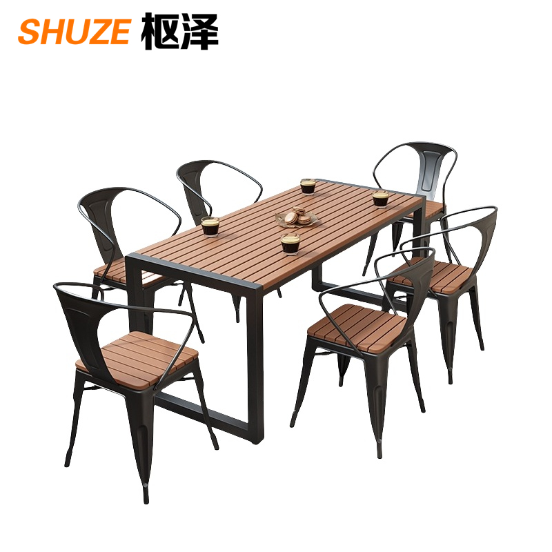 枢泽 户外餐桌椅组合 一桌六椅 套高清大图