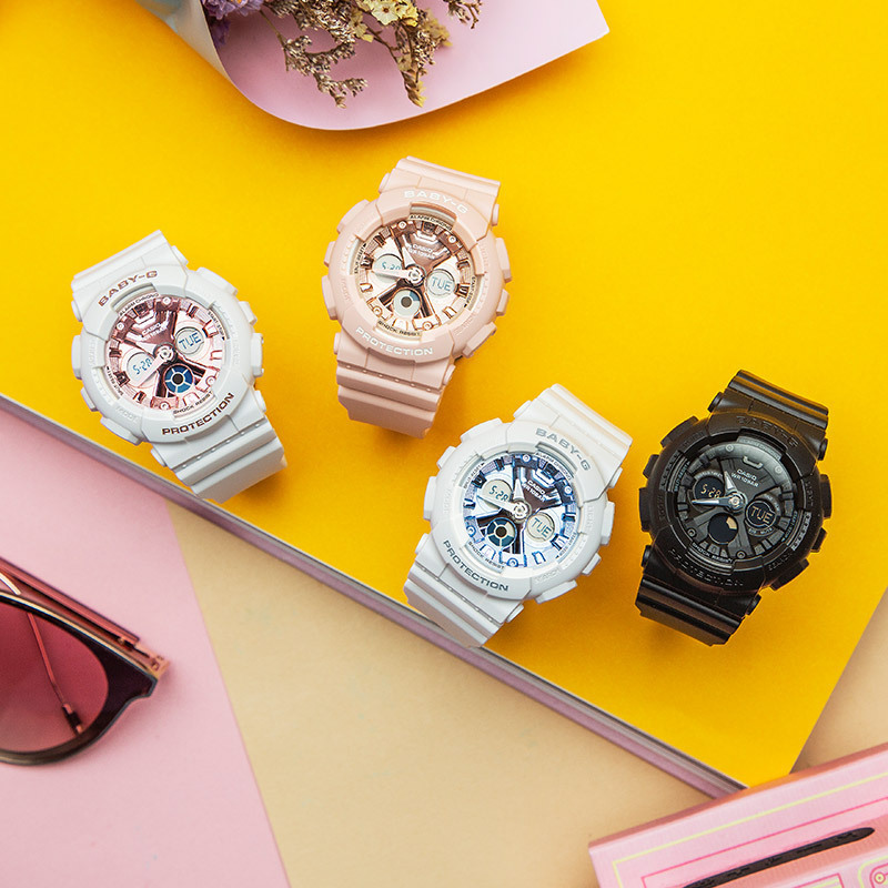 卡西欧(CASIO)手表BABY-G系列运动经典百搭多功能防水简约ins风石英表女表BA-130-7A1