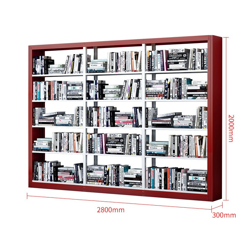 慧采云 钢制单面书架置物架资料架红色一列四组 五层高清大图