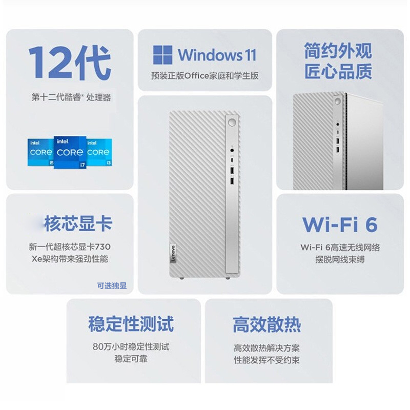联想(Lenovo)天逸510Pro 酷睿分体机台式电脑 (i5 16G 512G WIFI 蓝牙)定制 19.5英寸显示器 商务办公学习个人家用企业采购台式机