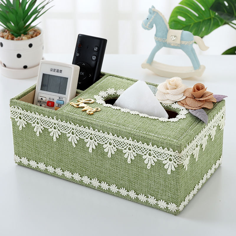 居家日用布艺纸巾盒抽纸盒 创意多功能收纳纸抽盒 欧式家用客厅|浅绿