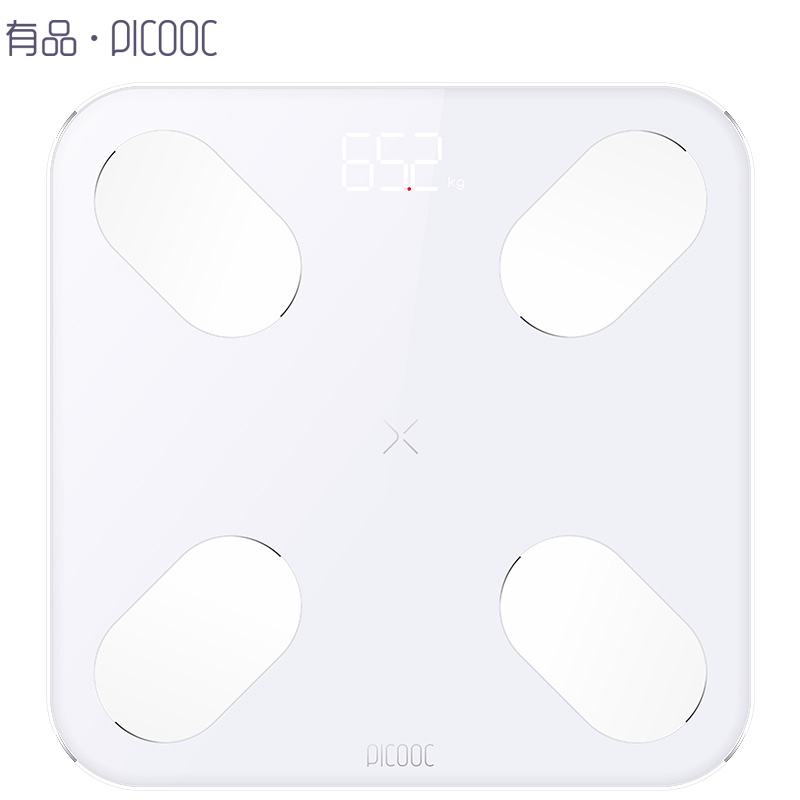 有品picooc魔秤CC智能体脂秤健康秤 白色玻璃面板 支持蓝牙APP控制精准脂肪秤运动指导智能曲线 家用电子秤体重秤