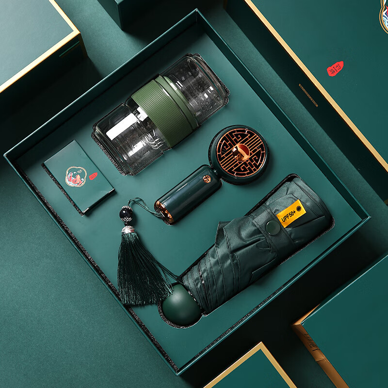 豹牌 BP-T8避暑三装国潮套装 手持小风扇*1+雨伞*1+高硼硅玻璃杯*1高清大图