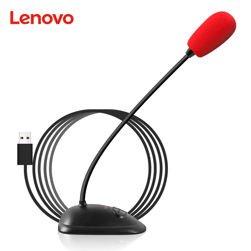 联想(Lenovo)桌面麦克风 PCM102U黑色 USB接口即插即用免驱动连接高清降噪录音话筒 笔记本台式机电脑通用