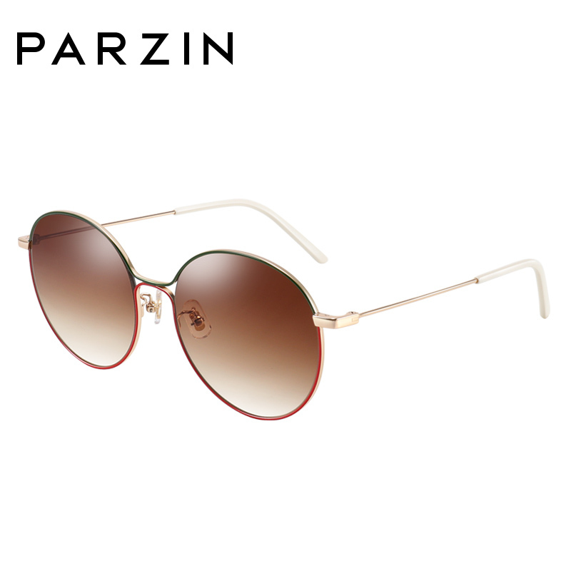 帕森parzin太阳镜女士金属拼色镜框浅色尼龙镜片潮墨镜8195