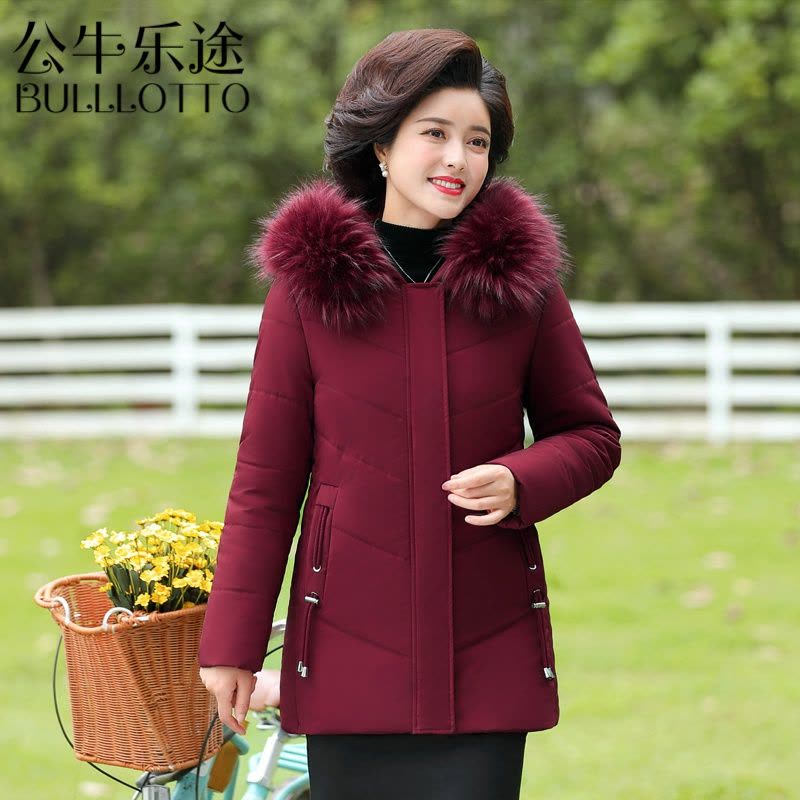 公牛乐途2021冬季新款中老年女装时尚加绒棉衣服阔太太气质棉服中年妈妈装棉袄图片