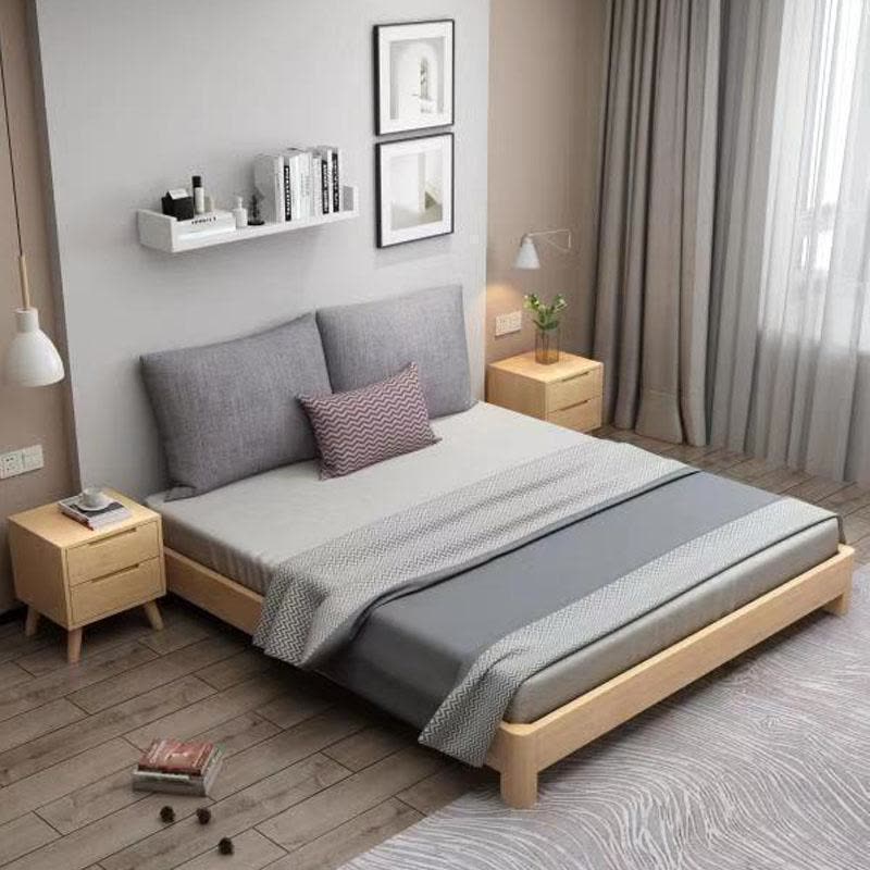 森美人北欧全实木床日式榻榻米床架现代简约1.5米1.8米无床头矮床双人床图片