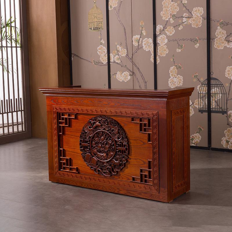 苏宁放心购中式实木收银台仿古红木吧台院养生足浴柜台茶坊接待前台