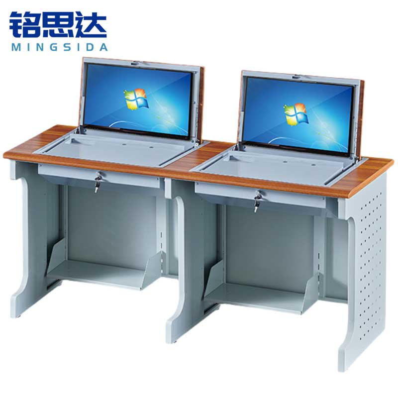 铭思达翻转电脑桌双人位张高清大图