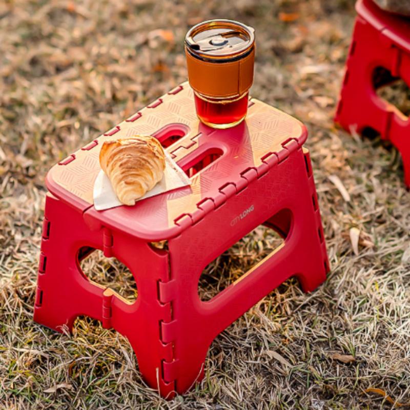 禧天龙(Citylong) D-2135折叠凳(故宫红)家用懒人折叠凳子便携式免组装安装塑料矮凳高清大图