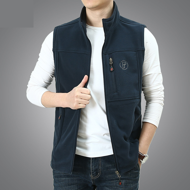 suntek马甲男春秋运动休闲摇粒绒坎肩背心内搭外穿中青年多口袋抓绒