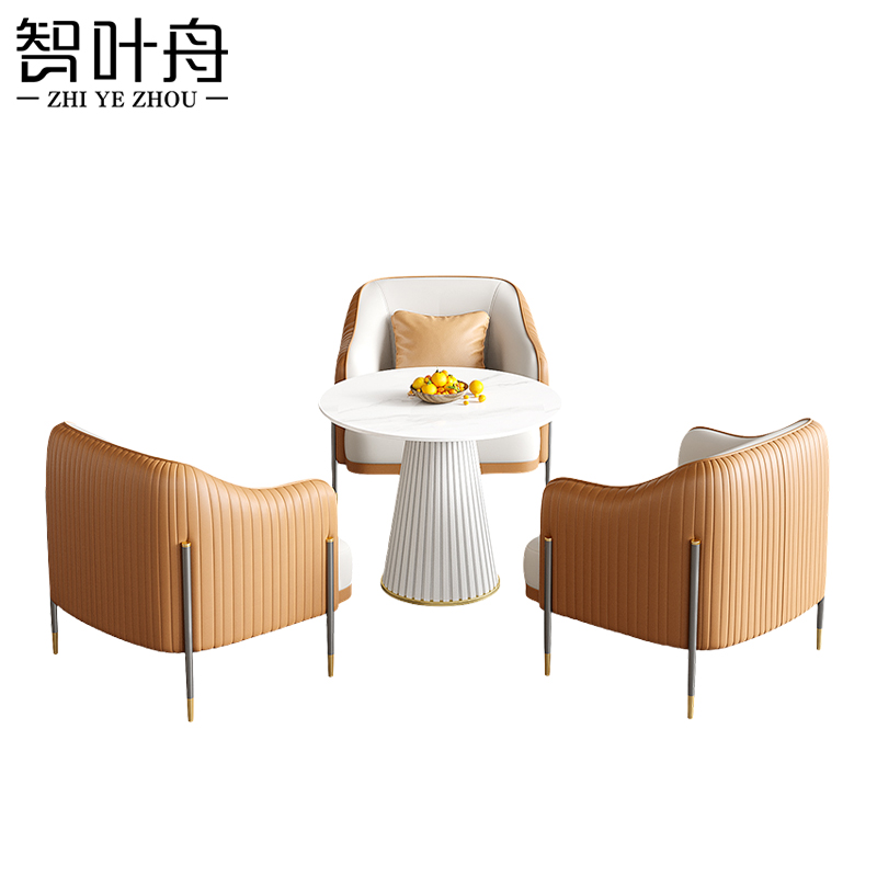 智叶舟接待沙发组合单人位*3+茶几75*62*86cm套高清大图