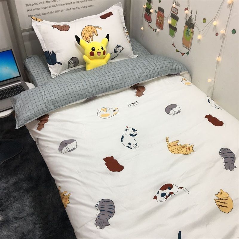 Sleepy Bear ins卡通款小恐龙床上用品四件套学生宿舍床单被套单人双人三件套4