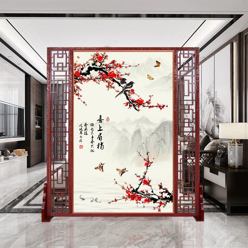 BONJEAN中式屏风隔断装饰客厅实木简约现代小户型卧室玄关双面移动座屏高清大图