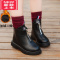 可莉允洋气儿童靴子秋冬款女童鞋女童马丁靴2020年新款秋季加绒二棉短靴