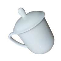 炯毅 纯白陶瓷茶杯会议杯带盖水杯陶瓷杯子 水杯 白瓷杯 口径9cm 个