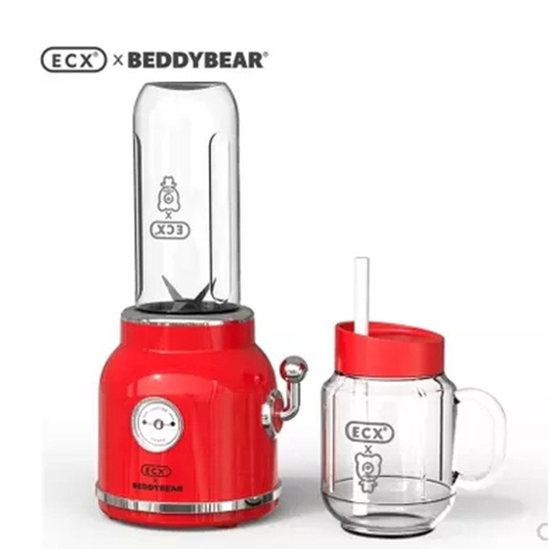 杯具熊(BEDDYBEAR)正品ECX家用tritan+电机全自动榨汁杯果汁机电动果蔬榨汁机水果碰碰机-红色(杯具熊款)