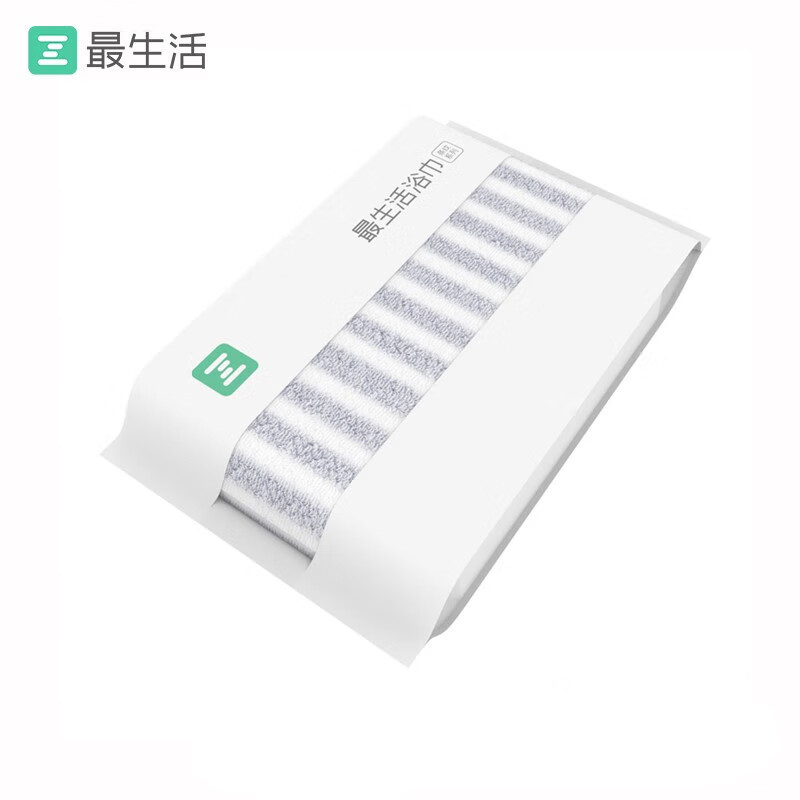最生活(a-life)浴巾·条纹系列强吸水大毛巾洗脸纯棉加厚长绒棉裹巾 A-1173 灰白