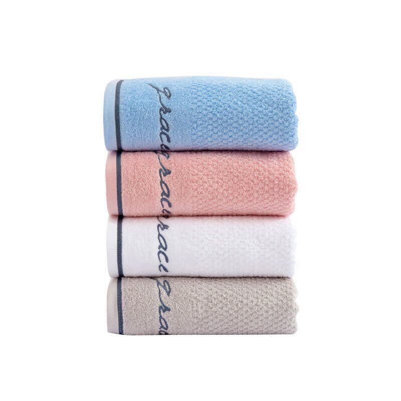 洁丽雅(grace)7254纯棉素色柔软吸水凹凸质感绣花浴巾320g 135*70cm灰色图片