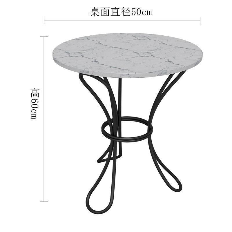 森美人北欧简约现代小户型茶几圆形客厅卧室沙发边几柜角几轻奢风大理石 大理石白色+黑花边支脚