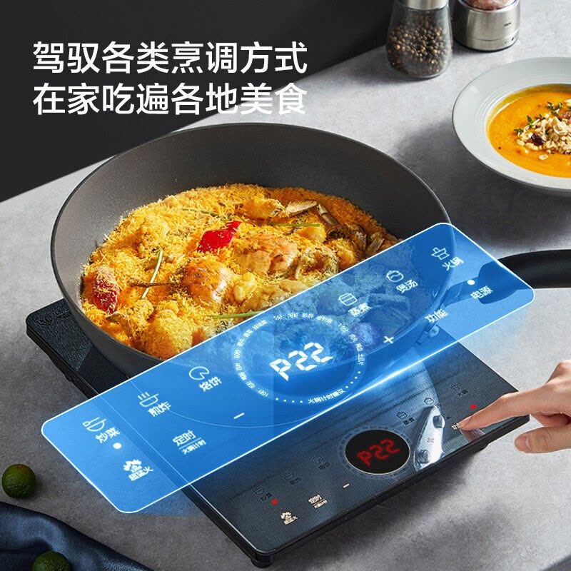 苏泊尔 (SUPOR)电磁炉2200W大功率火锅计时9档调节智能定时多功能火锅炉电磁炉(炒锅+汤锅)C22-IH80E图片