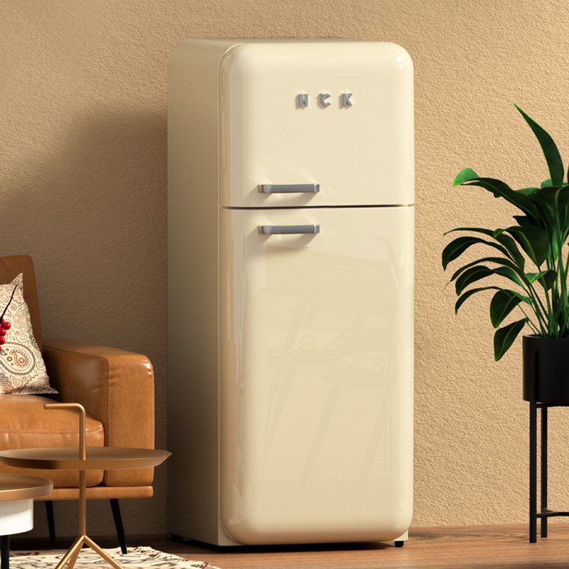 hck哈士奇bcd-253rs 双门复古冰箱进口家用客厅小型大容量网红高颜值