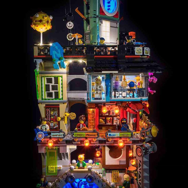 hibrick灯饰幻影忍者城市适用乐高70620大电影系列积木led灯光请注意