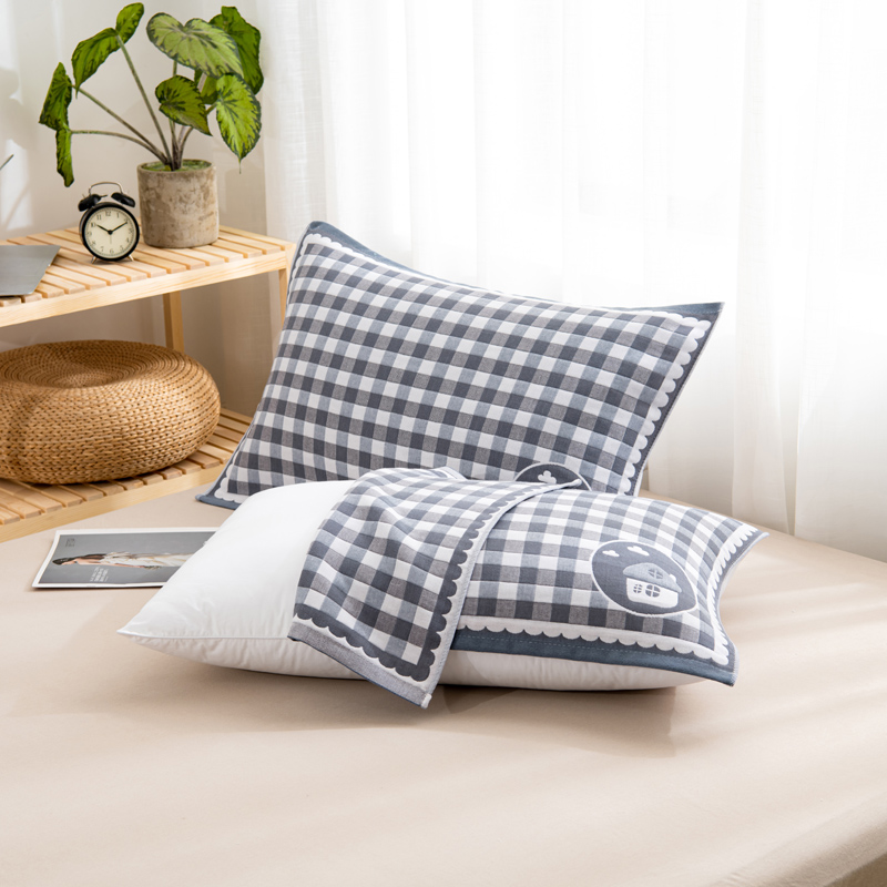 北极绒/BejirogA类加厚六层纱布纯棉枕巾一对装全棉纱布加大三层枕头巾四季学生成人隔汗隔脏盖巾高清大图