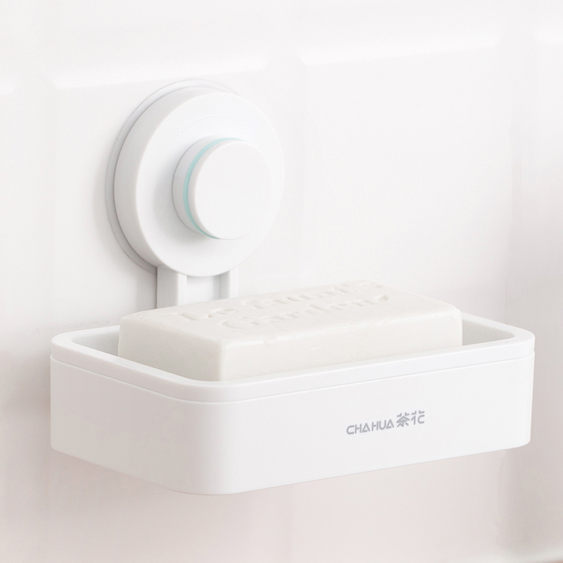 茶花(CHAHUA) 卡乐免打孔吸壁肥皂架-255005 白色高清大图