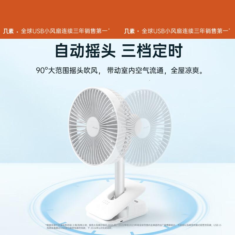 几素电风扇夹式学生宿舍小型usb小风扇泉面办公台式可充电厨房迷你便携式婴儿,车床头轻音夹子电扇家用 [简约白]高清大图
