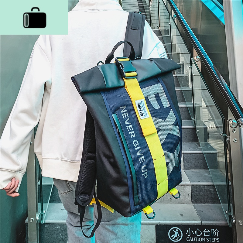 书包男韩版时尚潮流旅行背包男士高中生大学生潮牌大容量双肩包女NEWLAKE高清大图