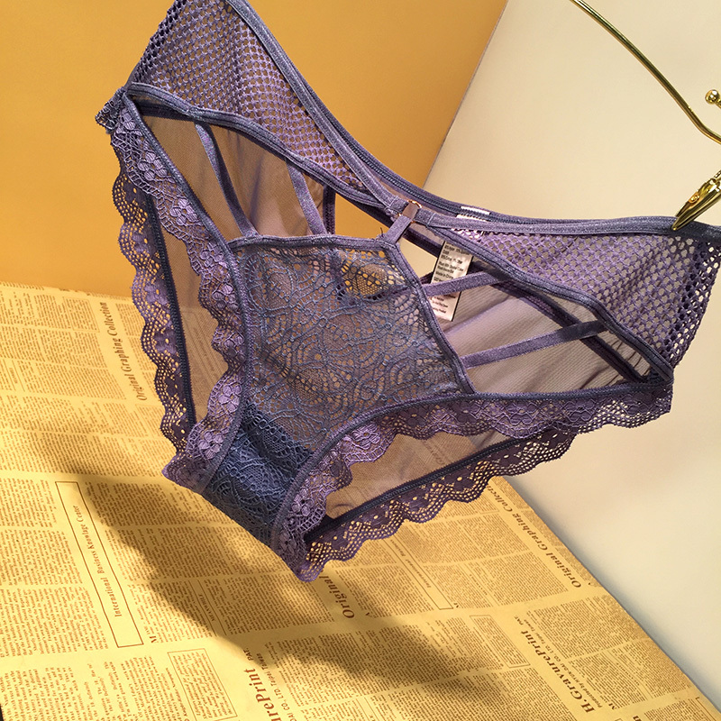 suntek欧美少女网纱蕾丝边内裤女性感学生镂空网眼迷人诱惑透视女内内