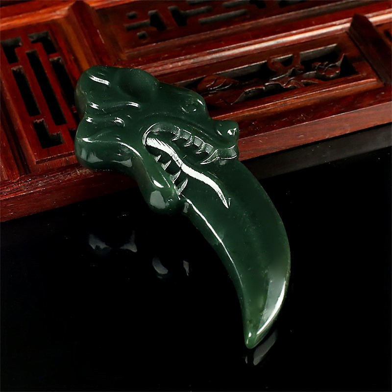 和田玉狼牙男生项链玉男士吊坠玉坠玉石挂件霸气个性潮人饰品玉佩